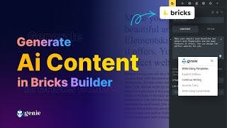 Generate Ai Content in Bricks Builder | Ai Copywriting Tutorial for WordPress using GetGenie Ai cover